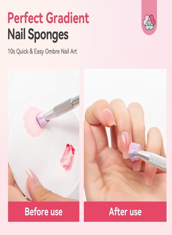 SAVILAND 100PCS Nail Sponges for Ombre: Purple Nail Art Sponges With Grabbing Pen Ombre Nail Sponge Gradient Nail Tools Aura Nails Ombre Nail Brush Professional Home DIY Nail Art Salon - Image 3